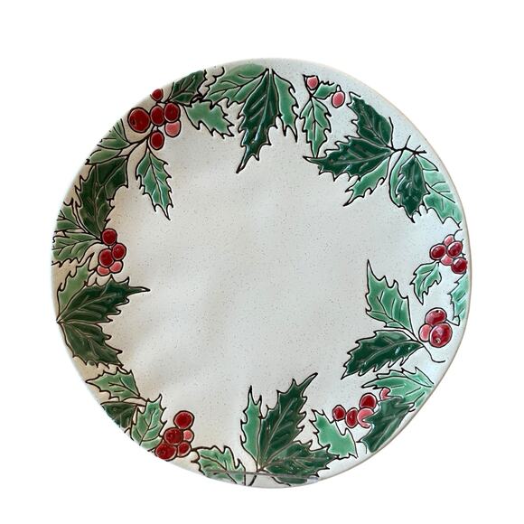 Spectrum Designz Christmas Holly Berry Salad Plates 9in Ceramic Set of 4 NEW - Picture 11 of 15